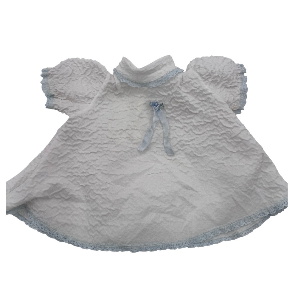 Dapper-Do 00 Mos White Dress‎ Baby Girl Vintage Seersucker Lace Trim